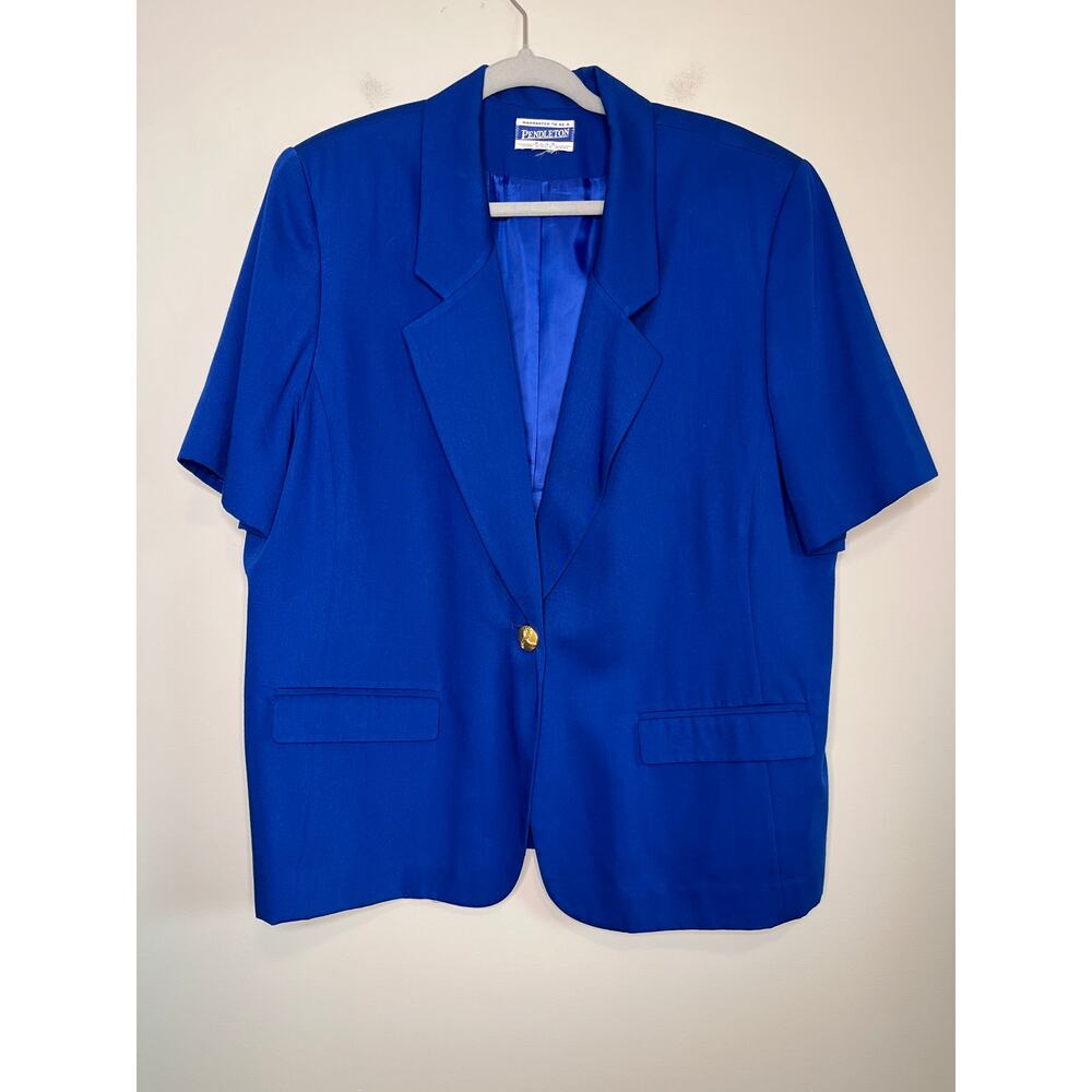 Women's Blue Short Sleeve Blazer
